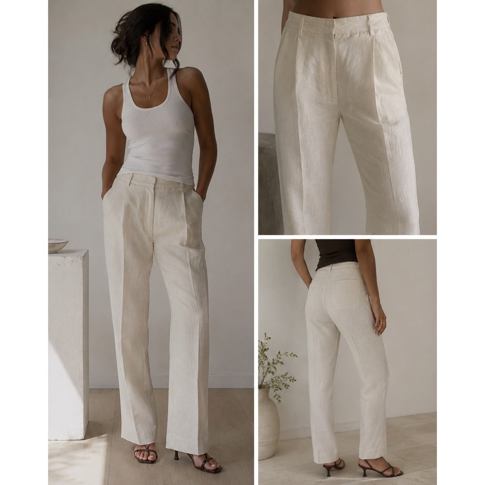 REMAIN Birger Christensen Paris Cream Linen Trouser Pants US 6
